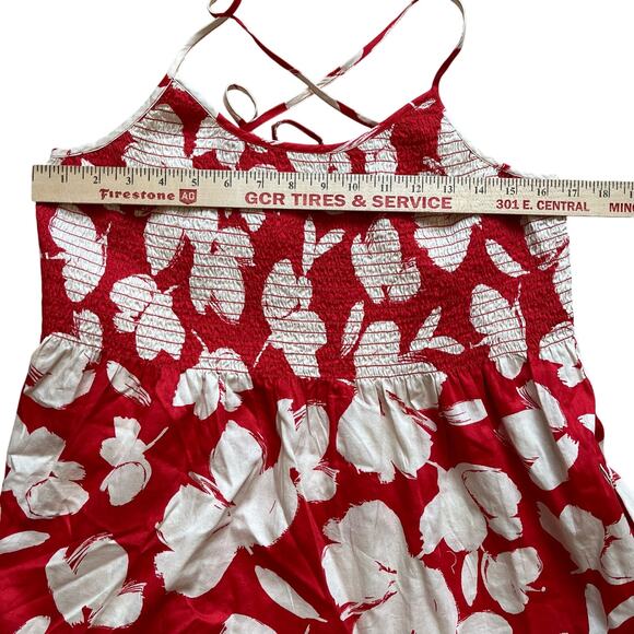 Gap Dress Sundress Size Medium Red Beige Cotton Smocked Tiered NWT - Picture 9 of 10